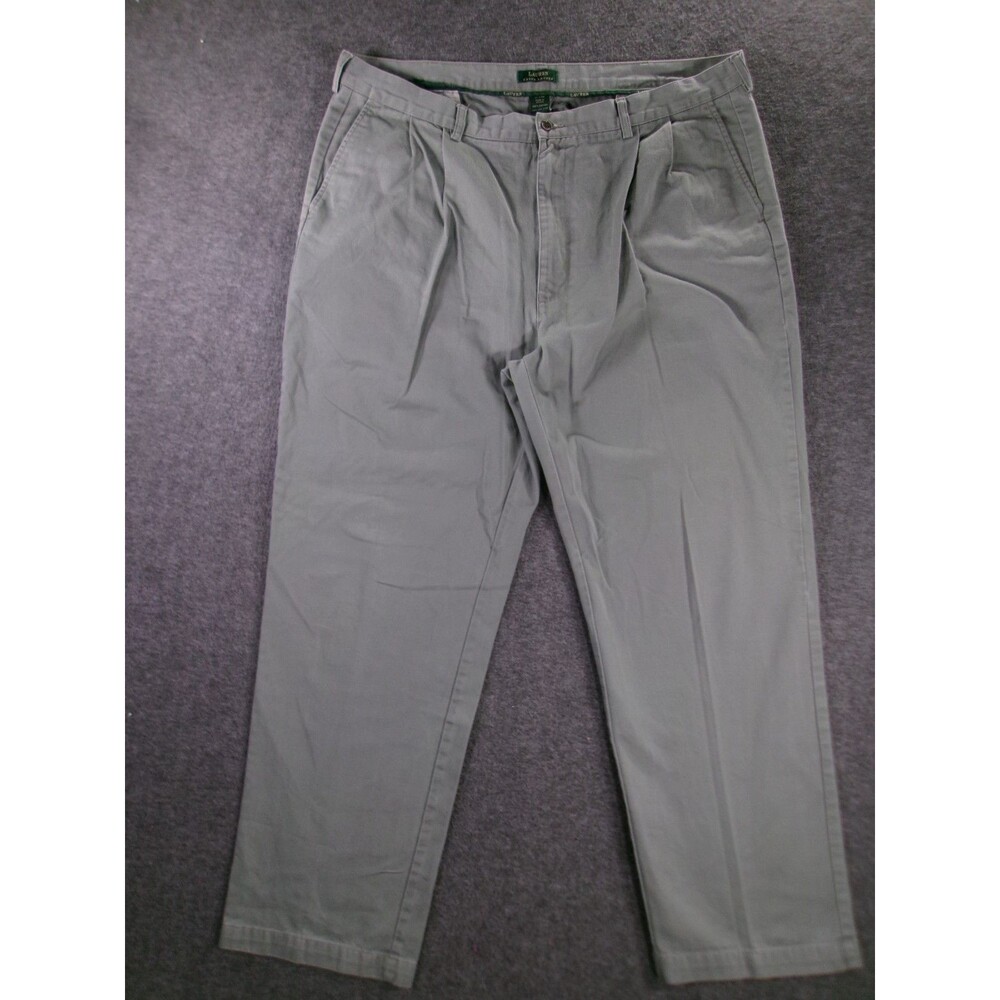 LRL Ralph Lauren Pants Men 42X32 Olive Green Straight Regular Pleated Vintage